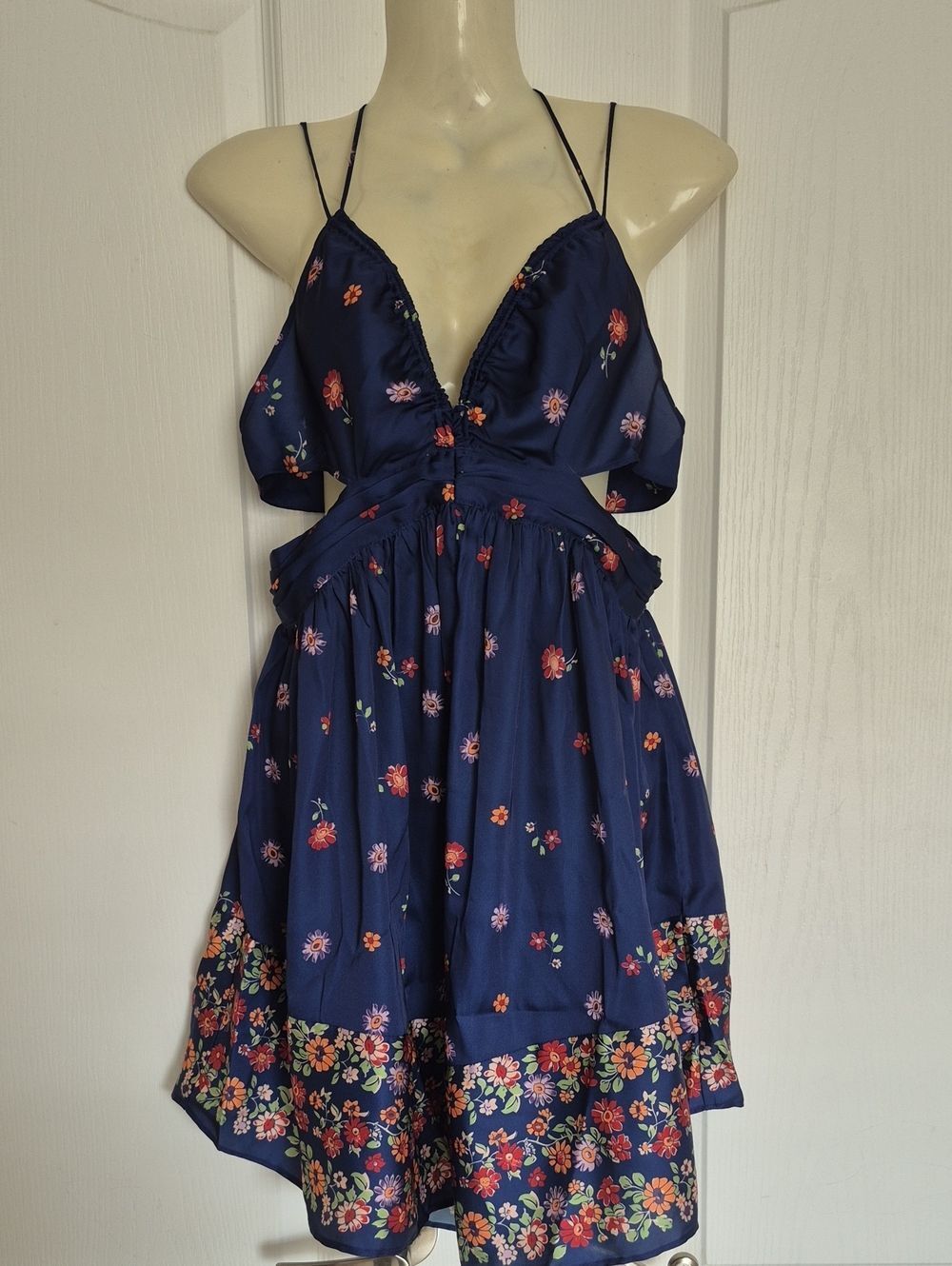 Free People Navy Floral Cutout Sundress